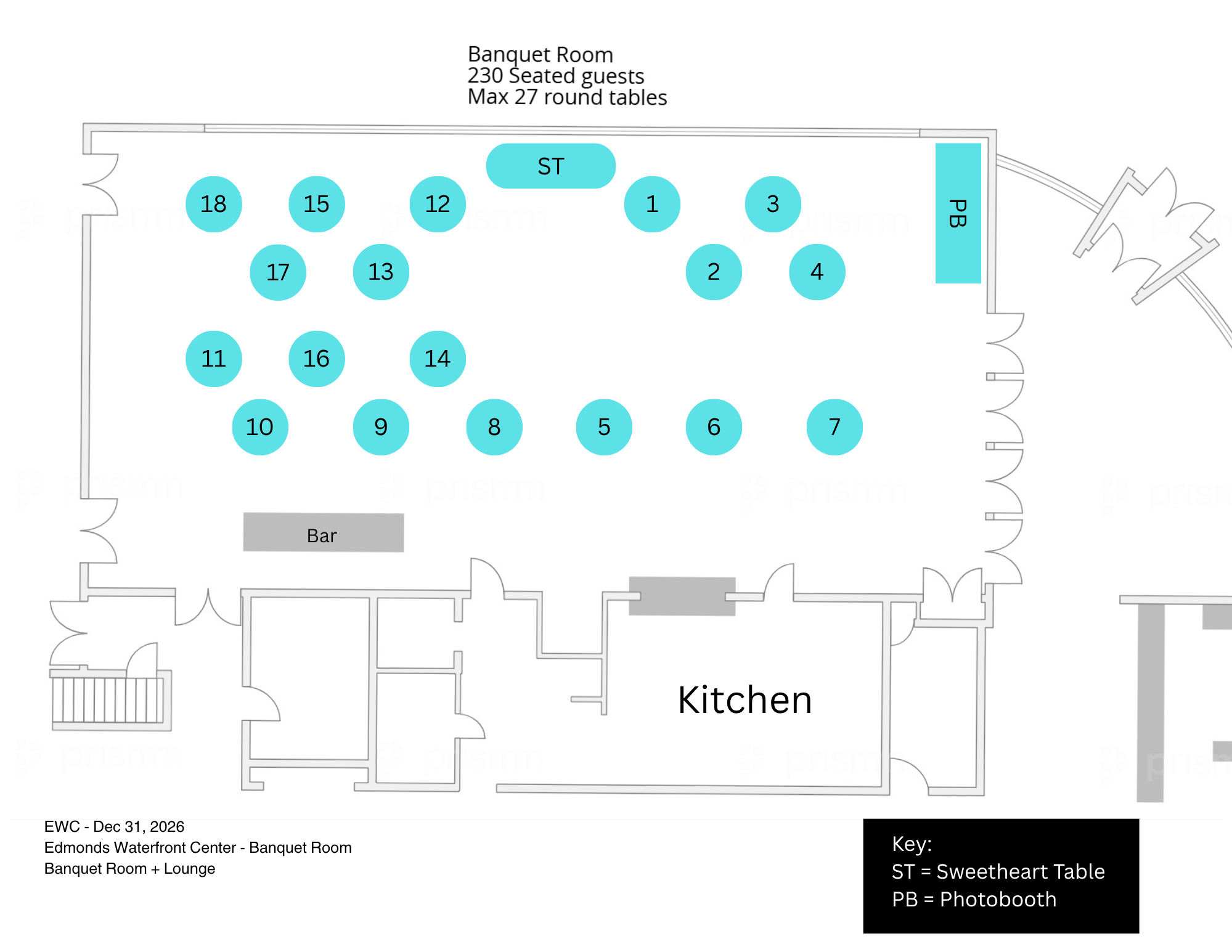 Banquet room floor plan
